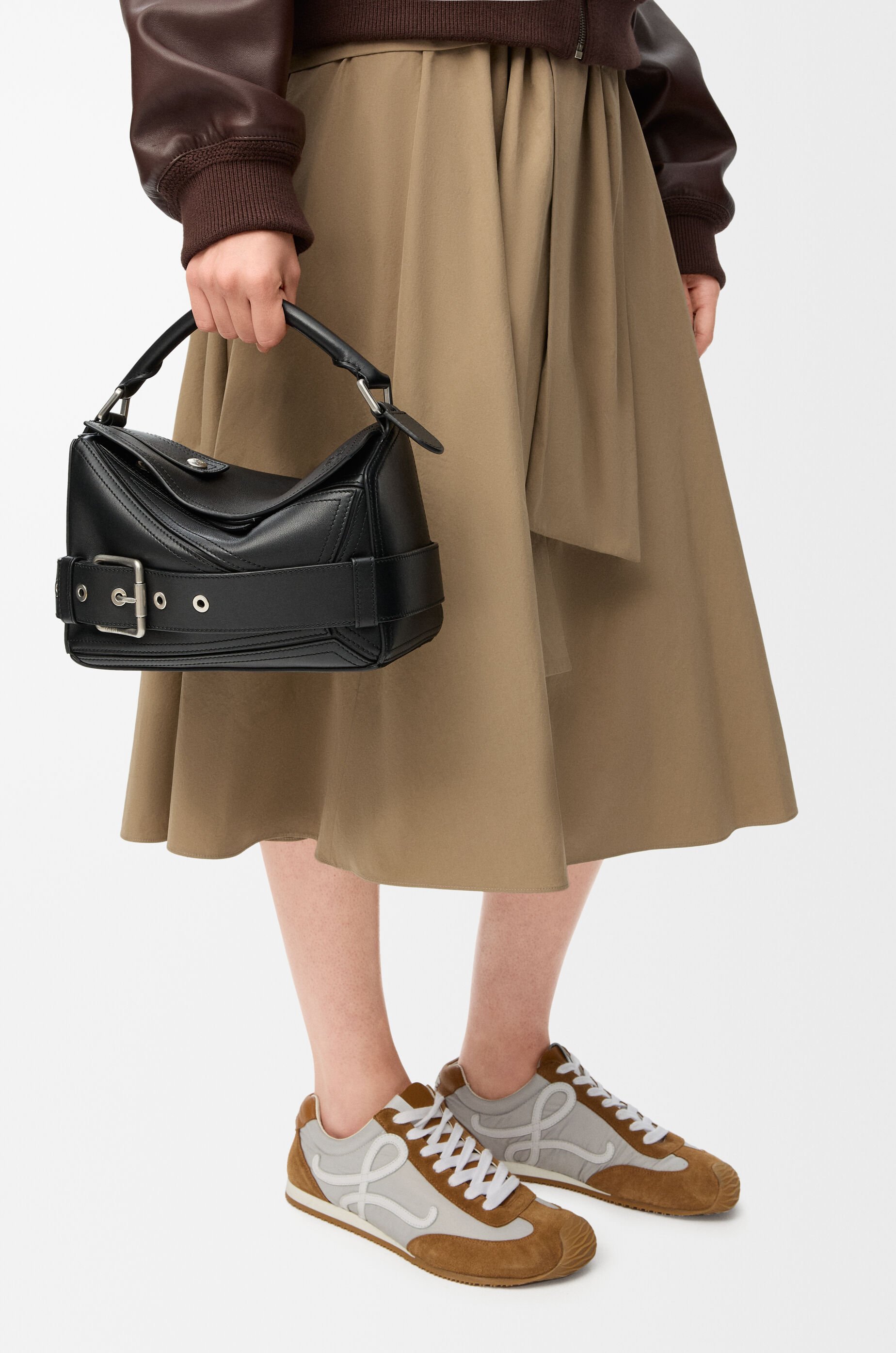 Small Puzzle Biker bag in shiny calfskin Black - LOEWE