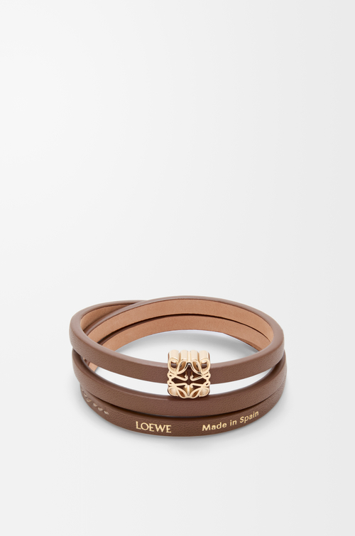 LOEWE Pulsera trenzada Anagram Bombé en piel de ternera Cacao