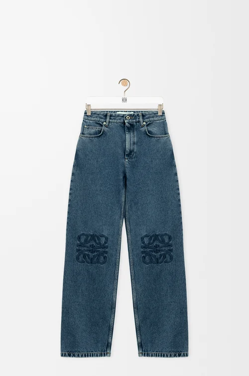 LOEWE Pantalón vaquero holgado Anagram en denim - Fit corto Azul Vaquero