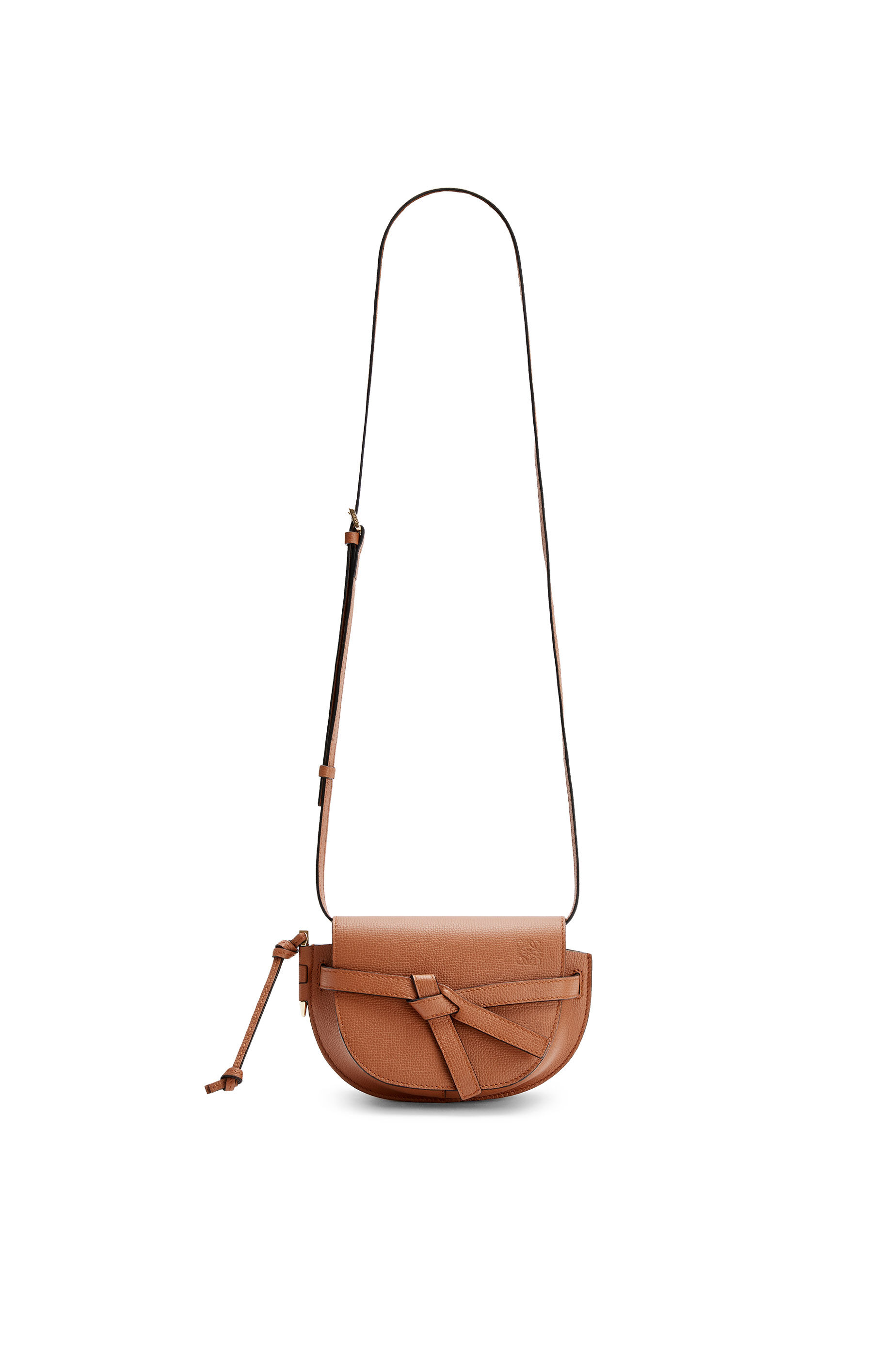 Mini Gate dual bag in pebble grain calfskin Tan LOEWE