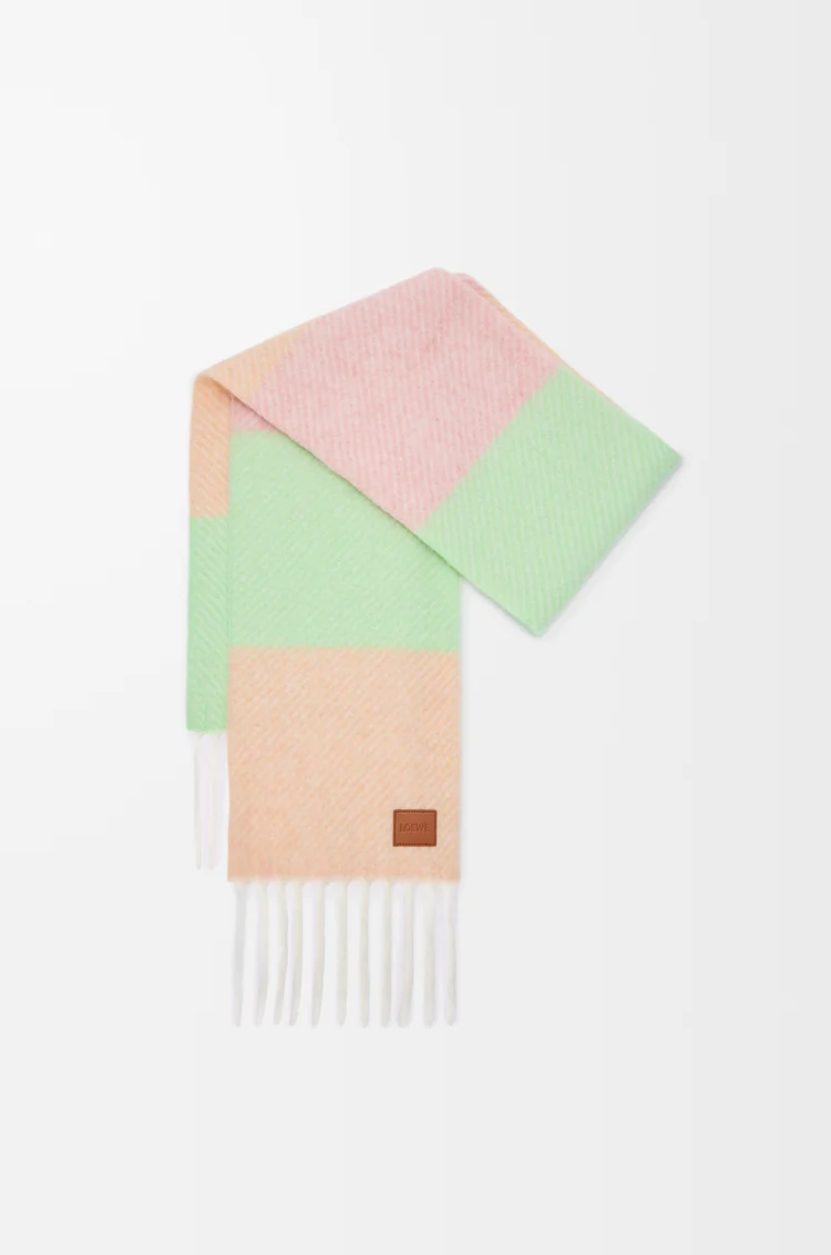 LOEWE Scarf in alpaca and wool blend Peach/Matcha/Pink