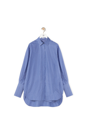 LOEWE Camisa larga en algodón de rayas Azul/Blanco