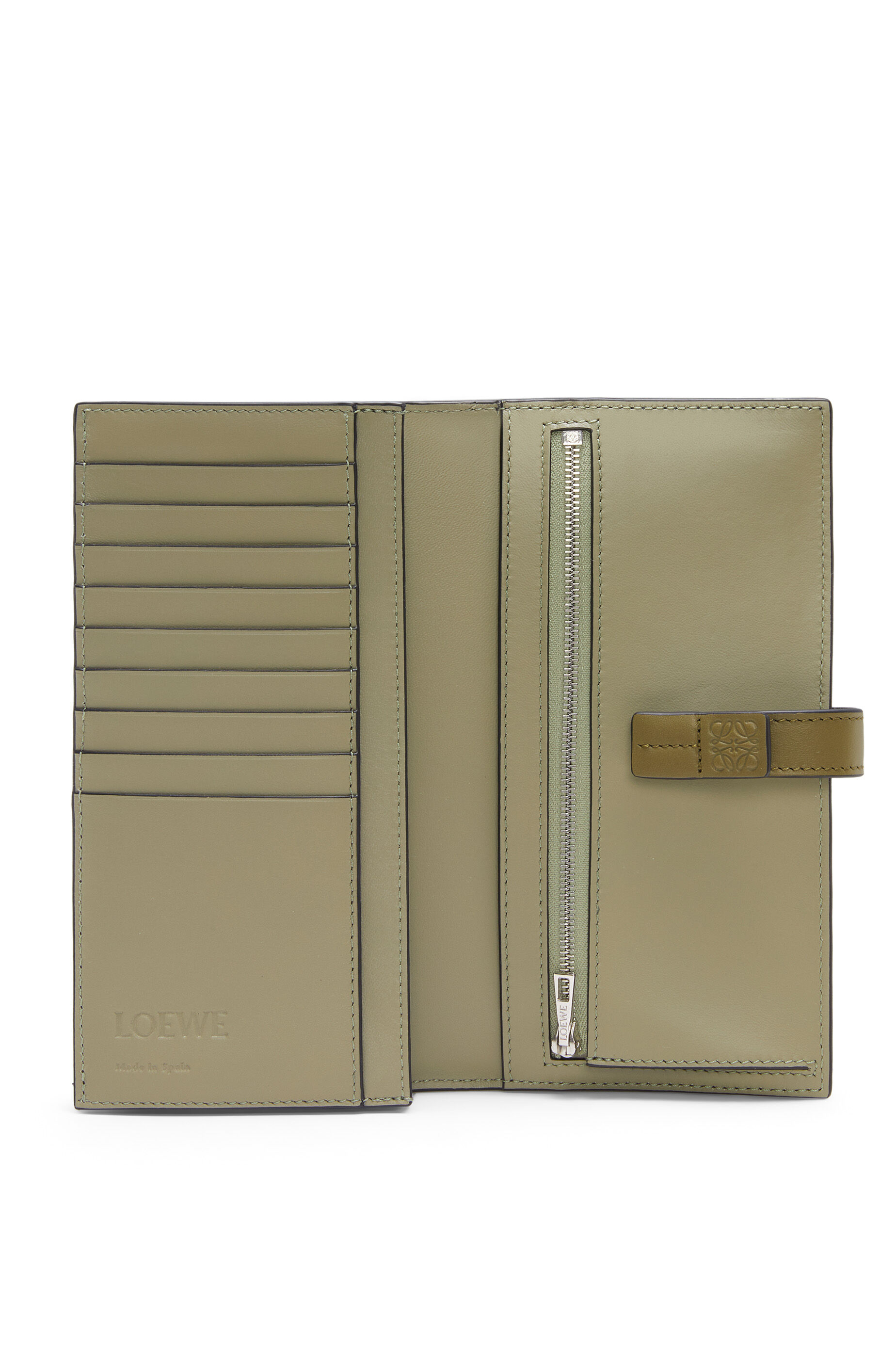 バーティカル ウォレット ラージ（ソフトグレインカーフ） アビスブルー/オリーブ - LOEWE
