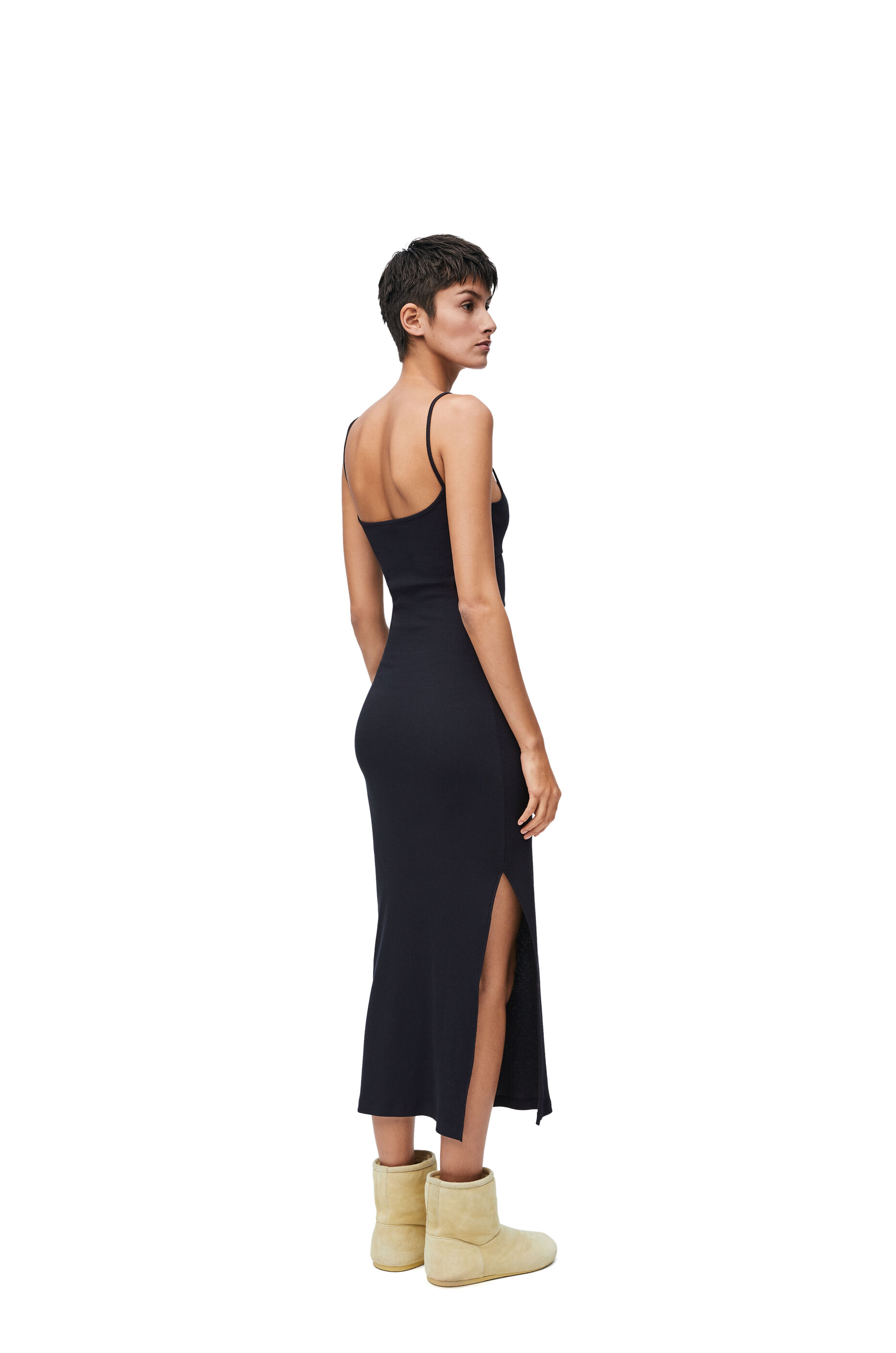 Anagram strappy dress in cotton Ocean Blue LOEWE