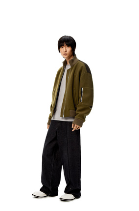 LOEWE Knitted back bomber jacket in wool and cashmere Khaki Green plp_rd