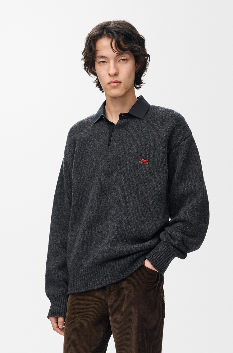 LOEWE Polo sweater in wool Dark Grey
