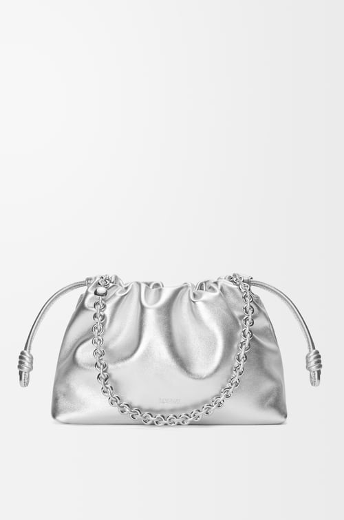 LOEWE Bolso Flamenco Purse mediano en piel de cordero Plata plp_rd