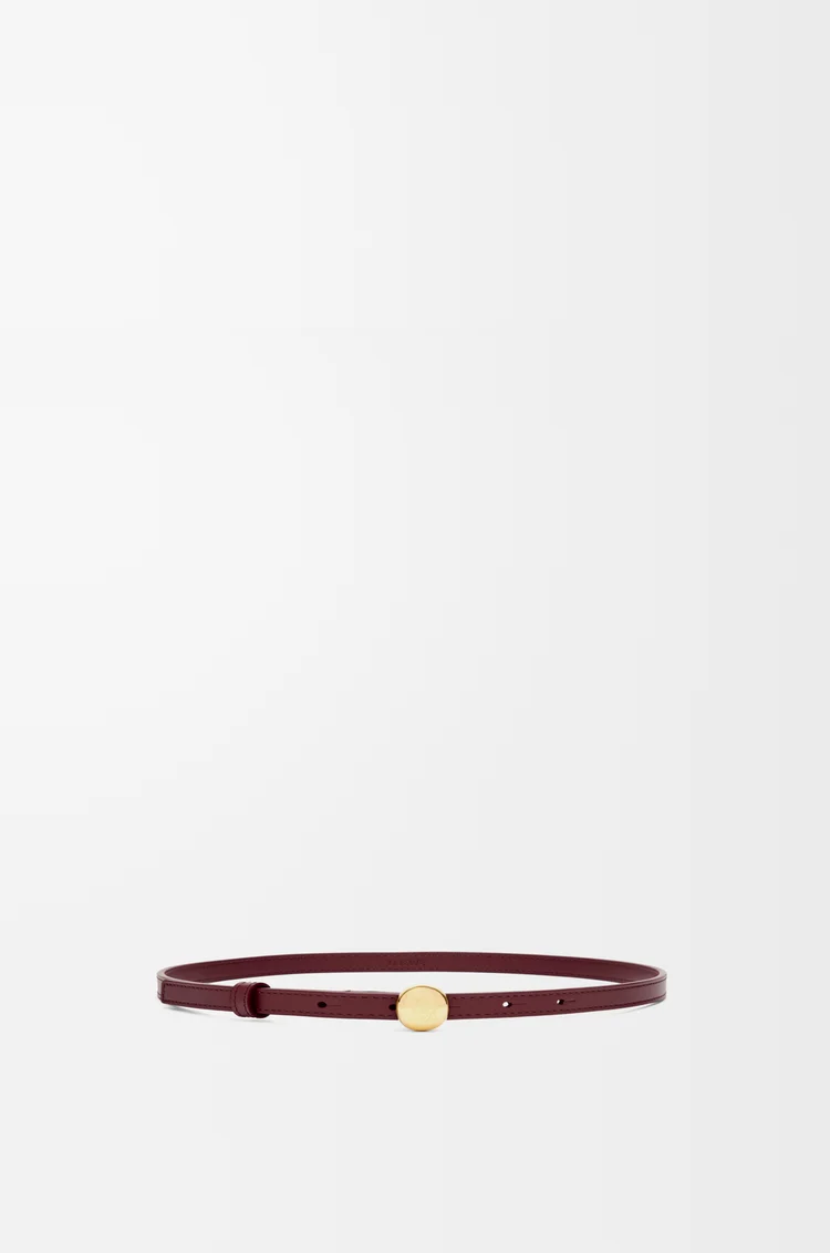 LOEWE Pebble belt in smooth calfskin Dark Burgundy/Gold