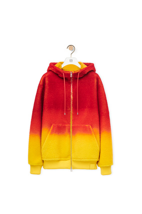 LOEWE Calcifer intarsia hoodie in shearling Multicolor