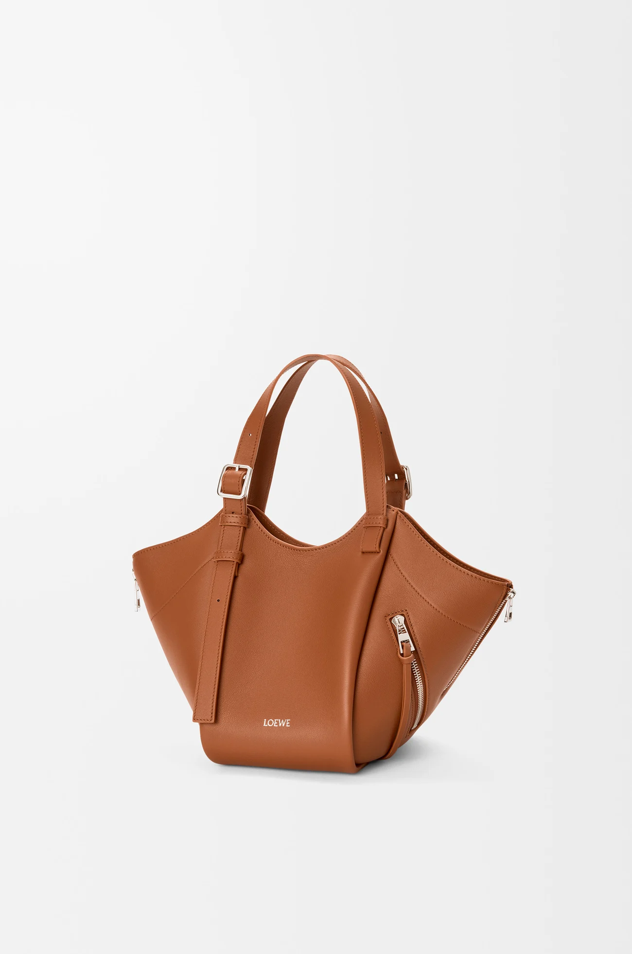 LOEWE Borsa Hammock Flip in pelle di vitello classica Marrone Scoiattolo