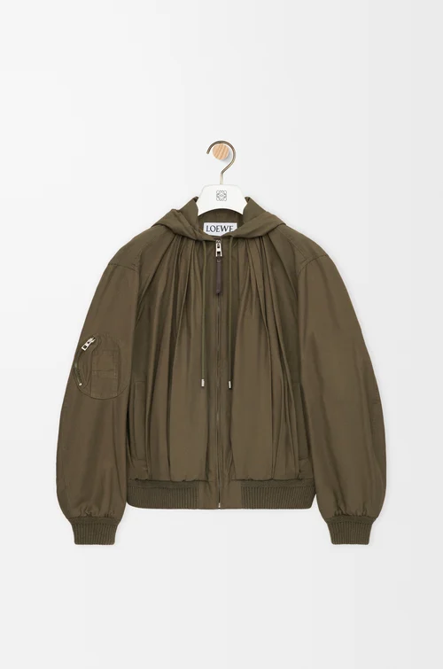 LOEWE Hooded jacket in cotton blend Khaki Green