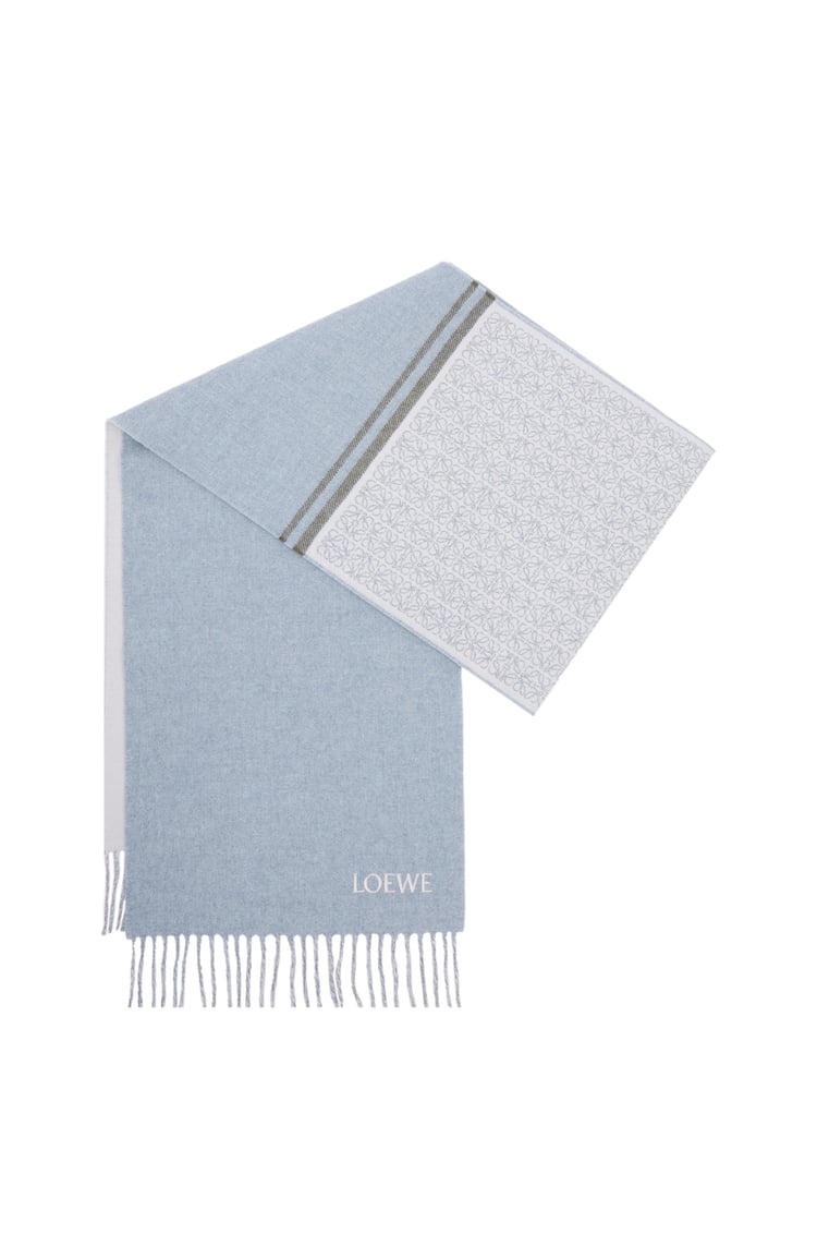 LOEWE Scarf in wool and cashmere Baby Blue/Blue