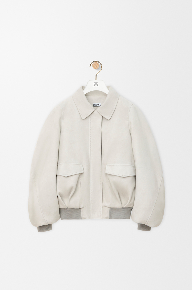 LOEWE 보머 재킷 - 스웨이드 고트스킨 라이트 그레이