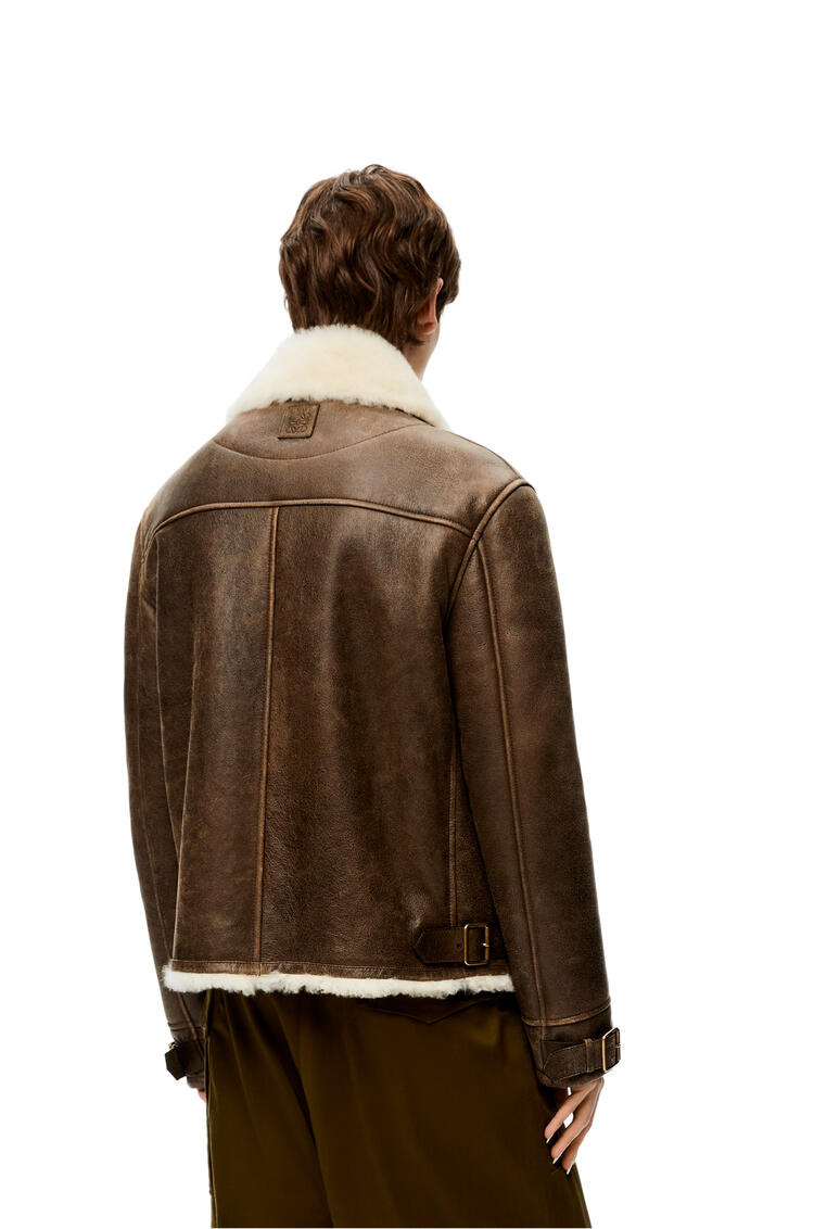 LOEWE Buttoned jacket in shearling White/Dark Brown pdp_rd