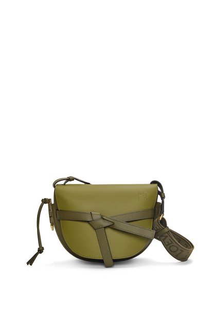 LOEWE Small Gate bag in soft calfskin and jacquard Olive Green/Khaki Green