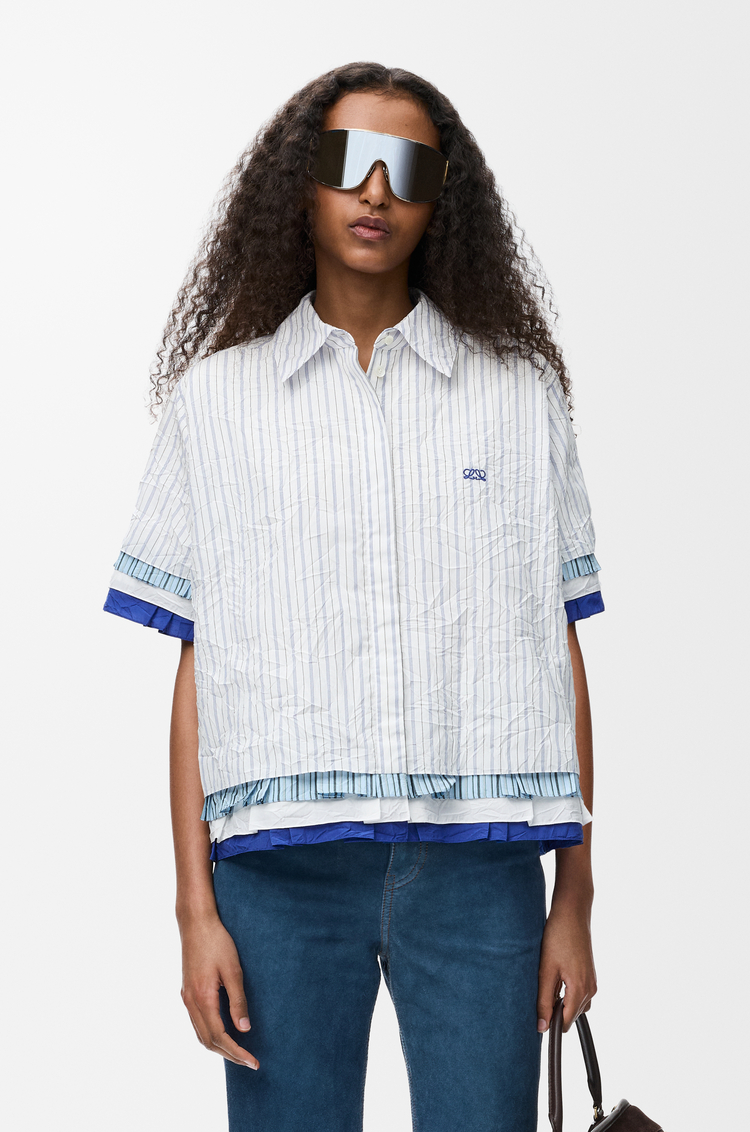 LOEWE Short sleeve shirt in technical cotton White/Multicolor