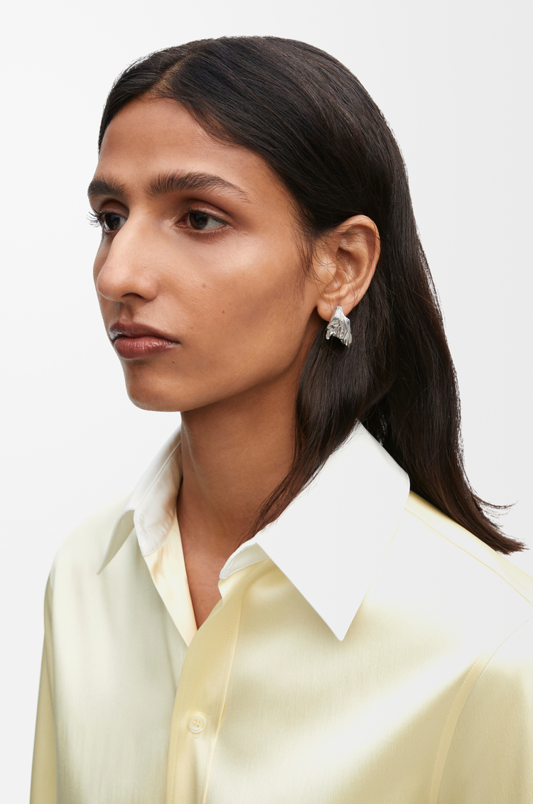 LOEWE Pleated Fan hoop earrings in sterling silver Silver