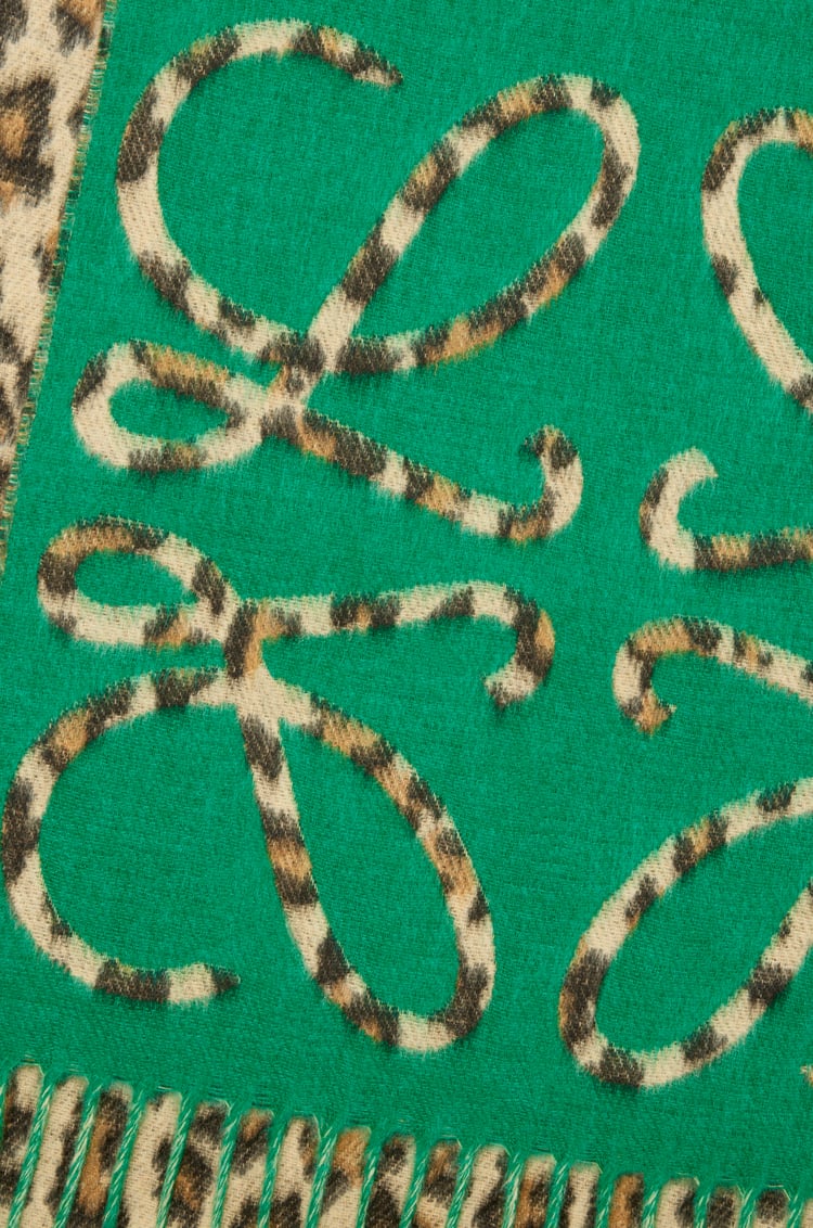 LOEWE Anagram scarf in silk and cashmere Green/Multicolor