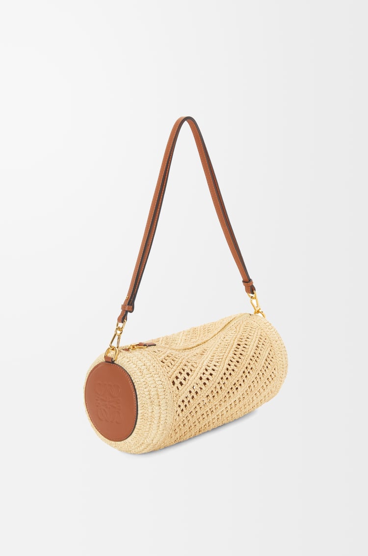 LOEWE Bracelet Pouch in raffia and calfskin Natural/Tan