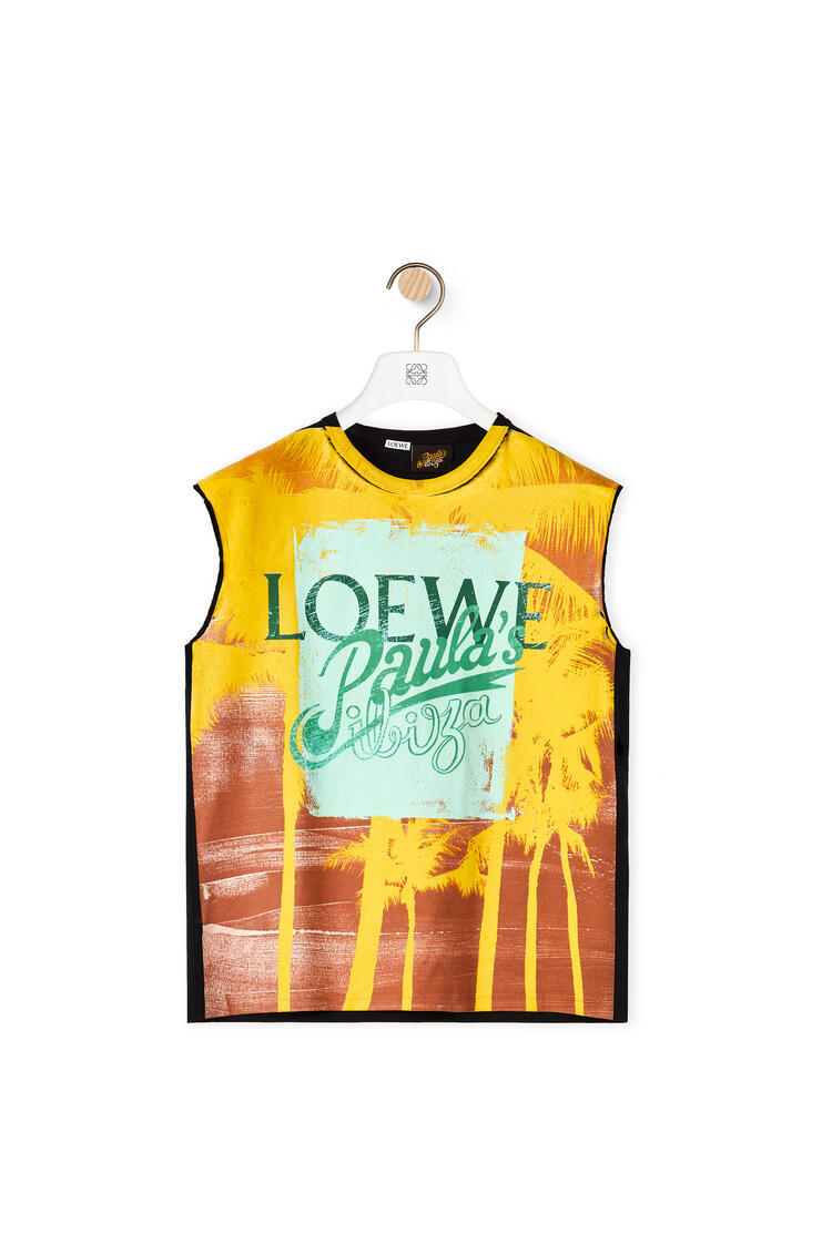LOEWE Palm print sleeveless T-shirt in cotton Black/Multicolor