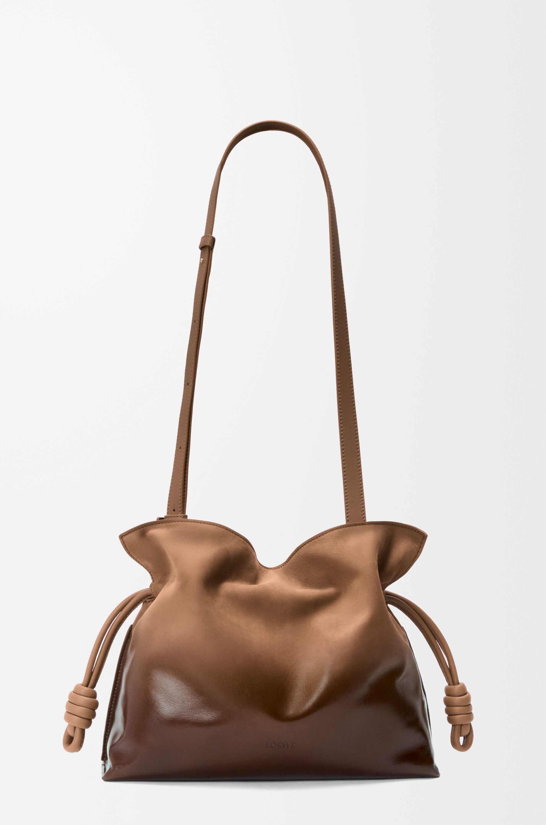 Medium Flamenco clutch in gradient patent nubuck Brown - LOEWE USA