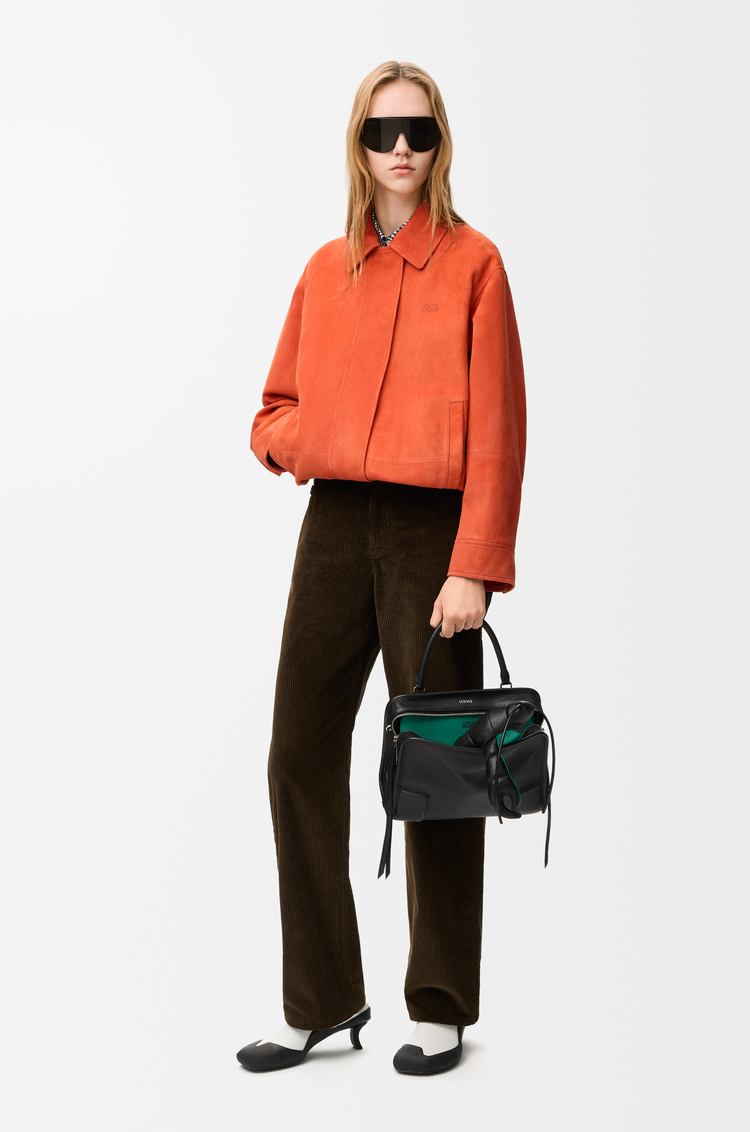 LOEWE Chaqueta con cordón de ajuste en ante de piel de cordero Naranja