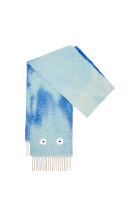 LOEWE 馬海毛與羊毛混紡卡西法圍巾 藍色/天藍