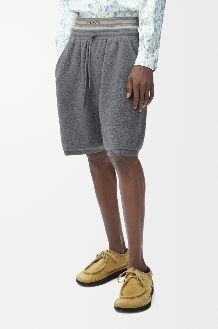 LOEWE Short en laine mélangée Grey Melange/White