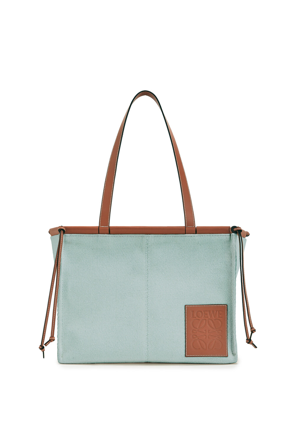 Small Cushion Tote bag in canvas and calfskin Blue LOEWE