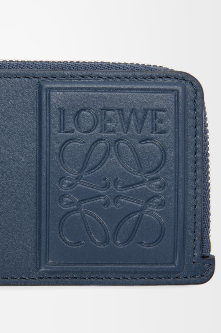 LOEWE 缎面牛皮革硬币卡包 靛蓝色