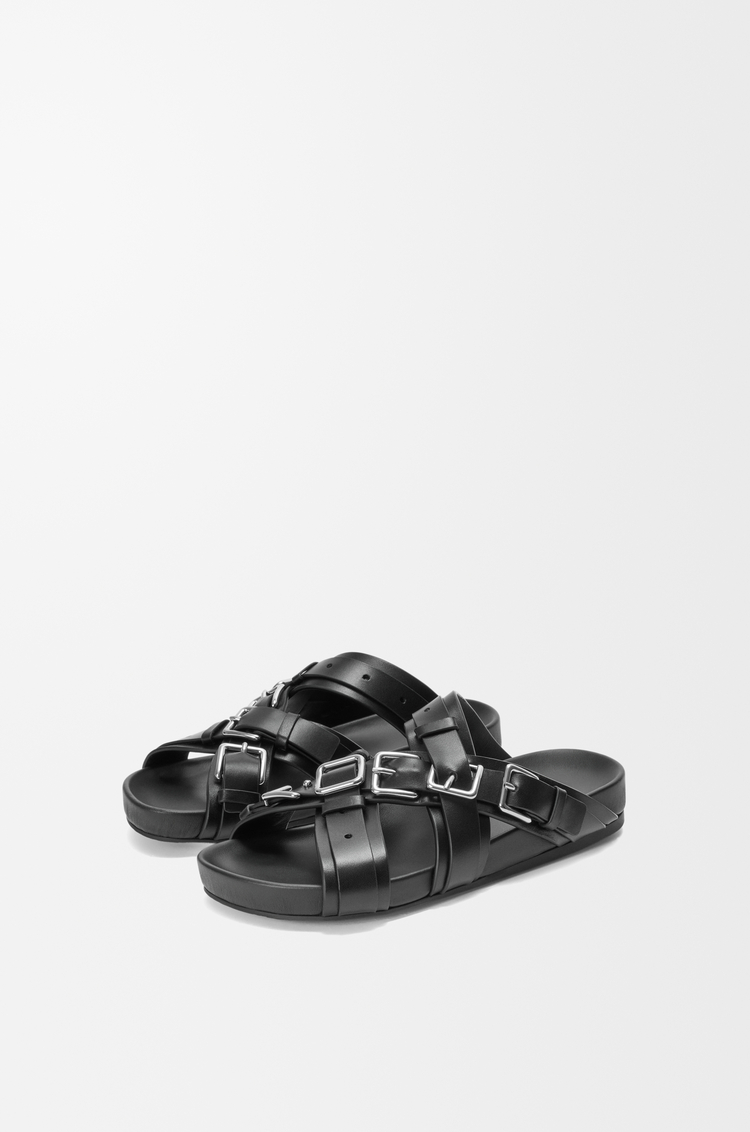 LOEWE Sandales à semelle anatomique Type en cuir de veau tanné végétal Noir