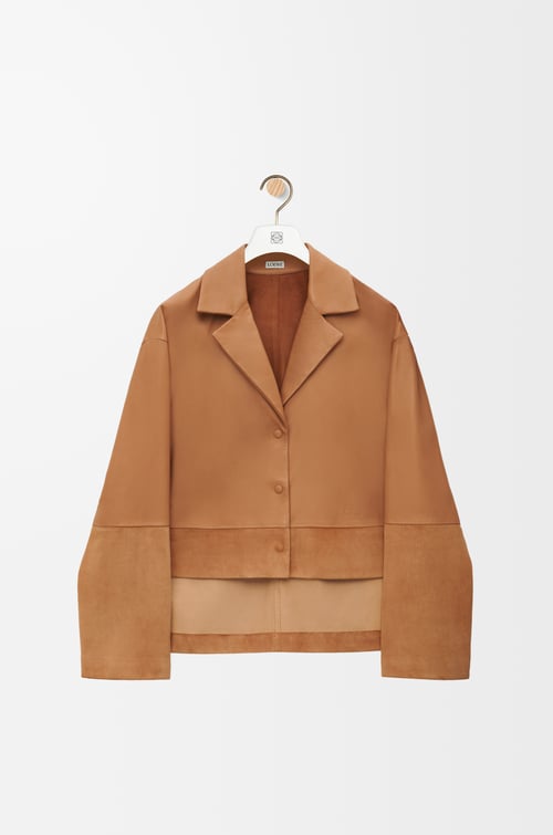 LOEWE Pyjama blouse in nappa lambskin and suede goatskin Toffee