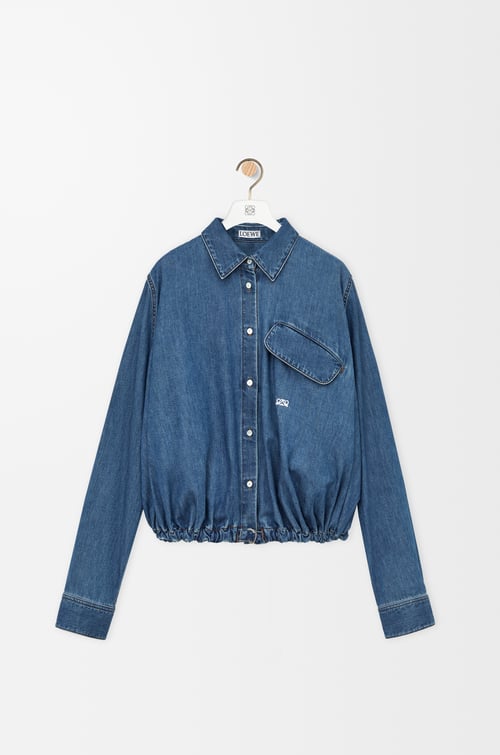 LOEWE Belted shirt in denim Light Blue