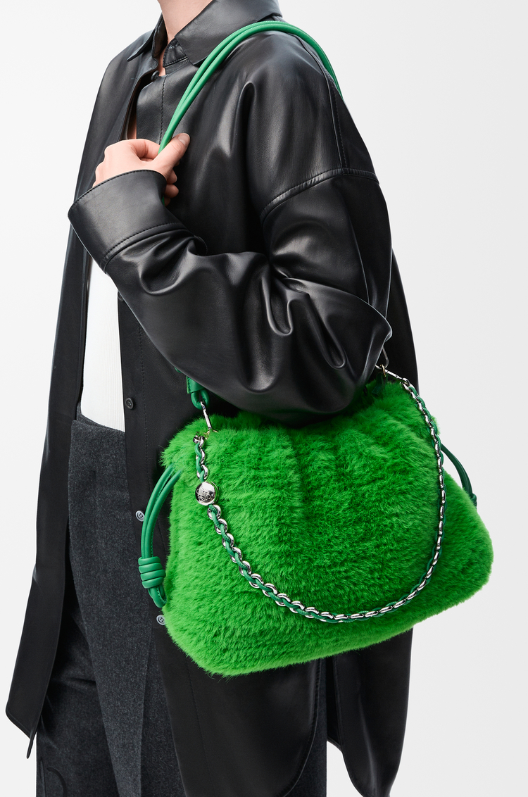 LOEWE Medium Flamenco purse in knit Tropical Green