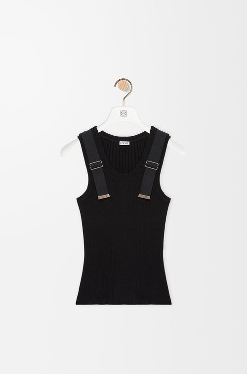LOEWE Top sin mangas en algodón elástico Negro