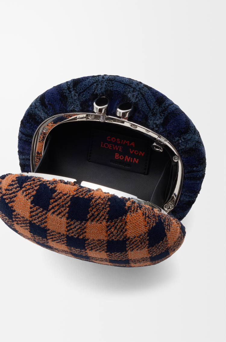 LOEWE Shell minaudiere in check pattern textile and metal Deep Navy/Multicolor