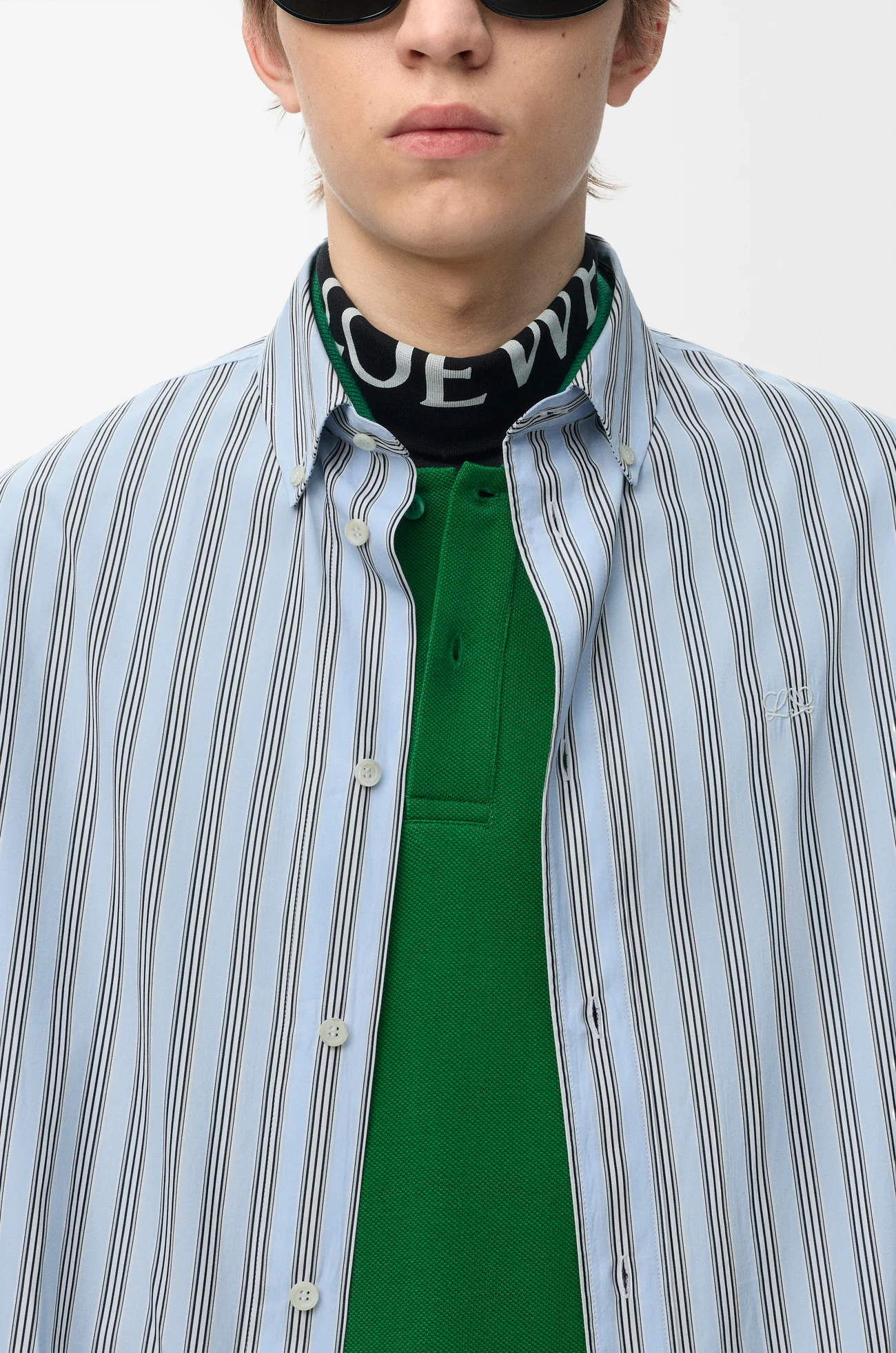LOEWE Shirt in cotton Blue/White