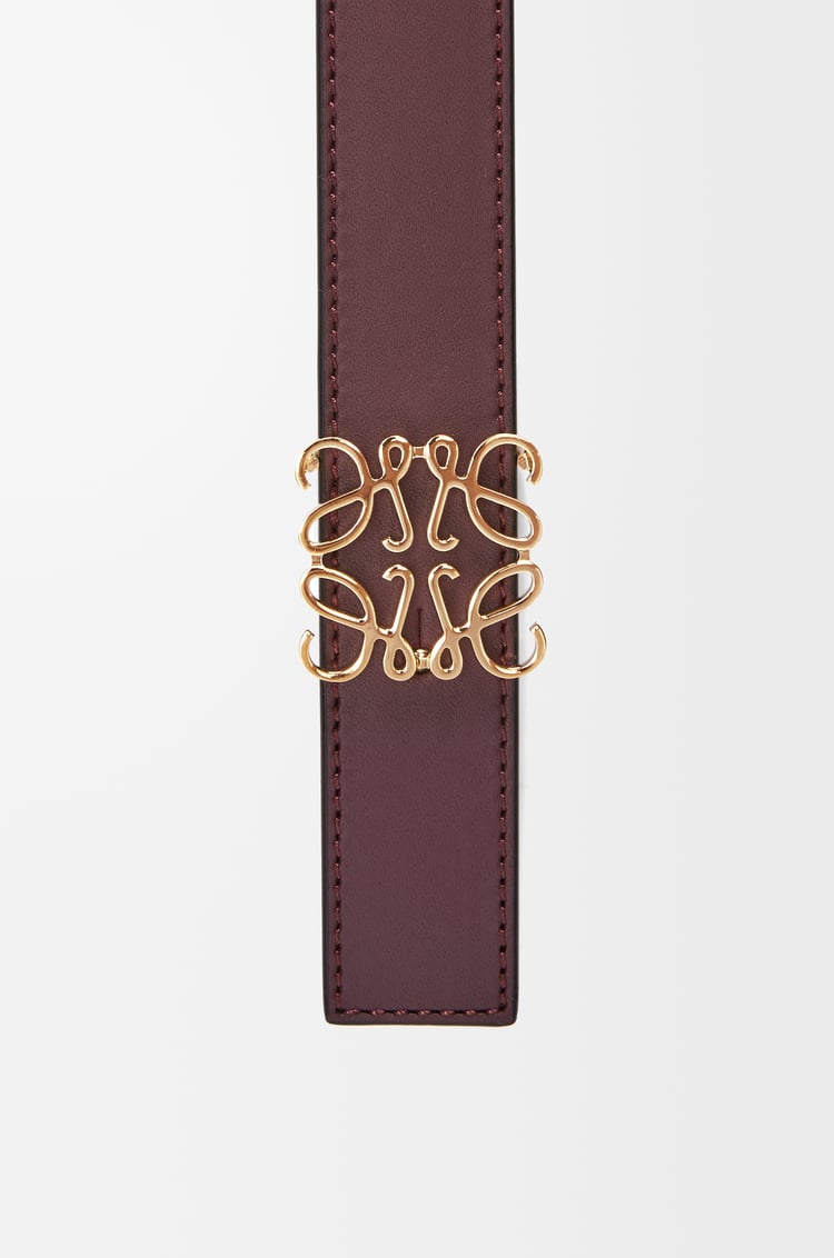 LOEWE 光滑小牛皮 Anagram 雙面皮帶 勃根地紅/金色