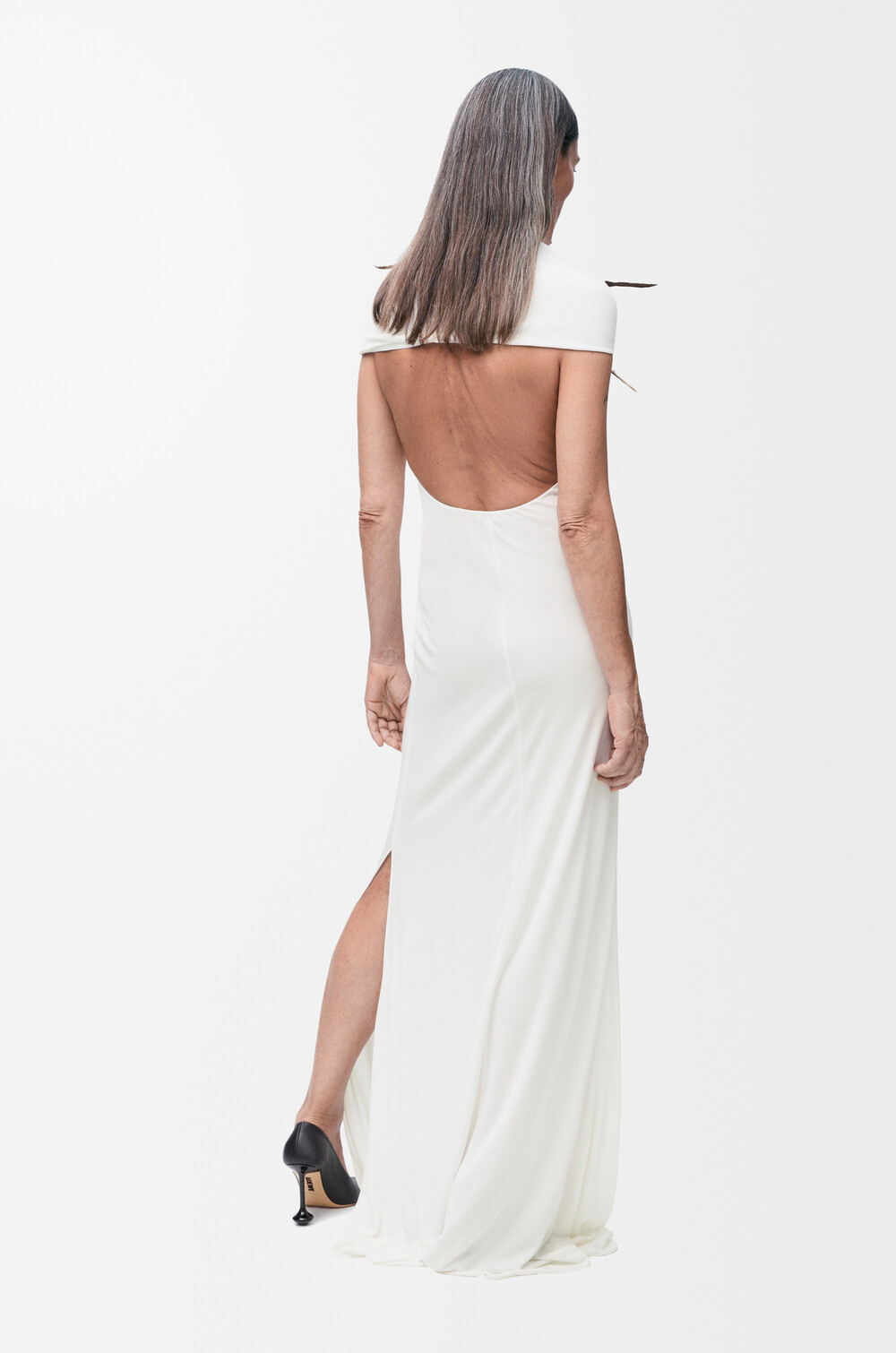 90s dress up womens Draped Backless Dress White White / S main image 1