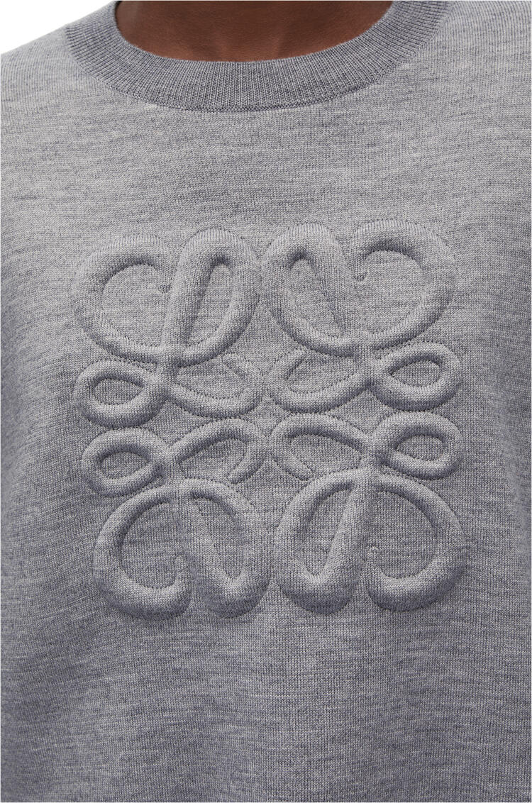 LOEWE Jersey corto en lana con anagrama Gris Claro