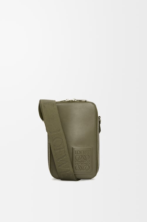 LOEWE Vertical crossbody pocket in satin calfskin Khaki Green plp_rd