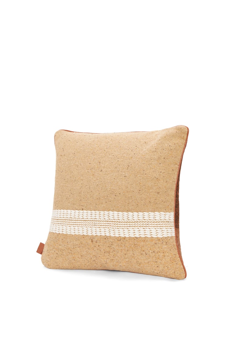 LOEWE Stripe cushion in wool and linen Light Beige/Multicolor
