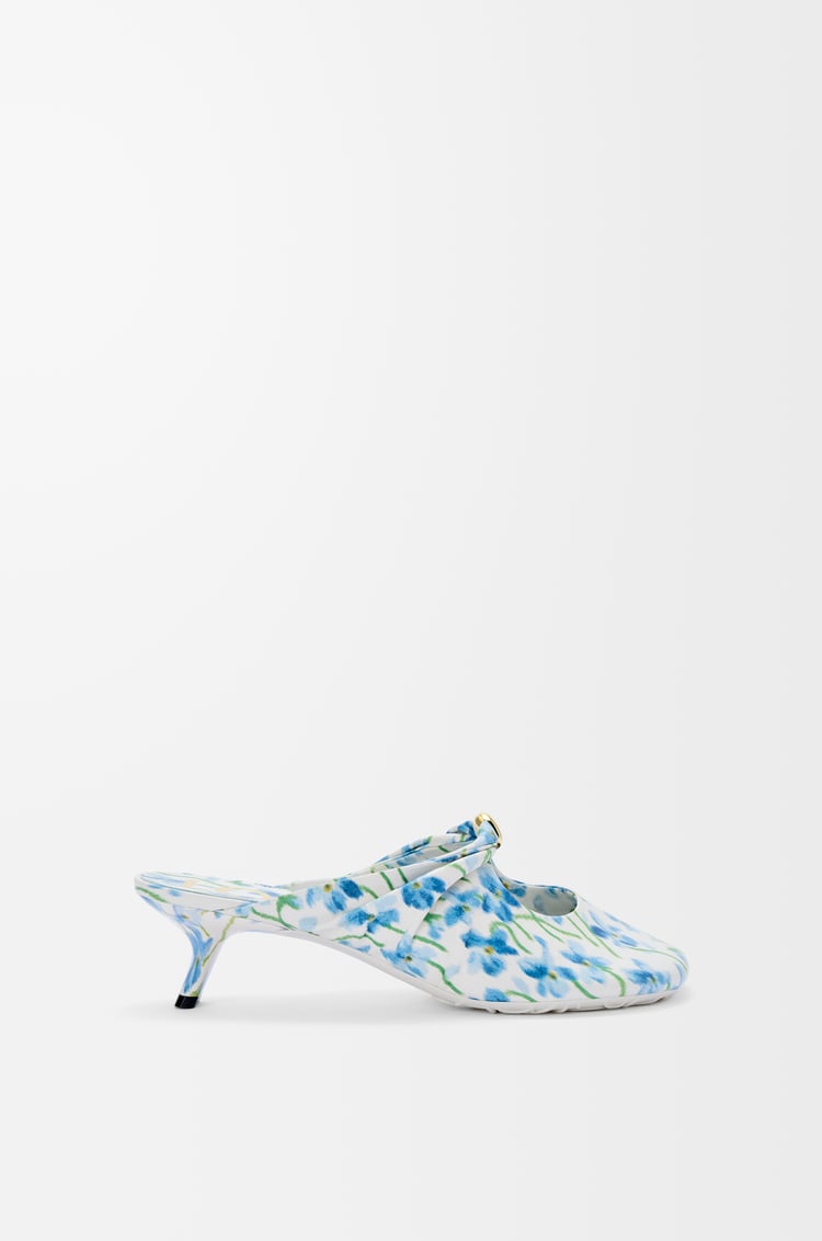 LOEWE Pebble Soft mule in printed nappa lambskin Soft White/Blue