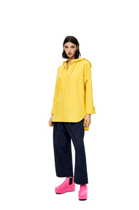 LOEWE Camisa en algodón y jacquard de Anagrama con capucha Amarillo plp_rd