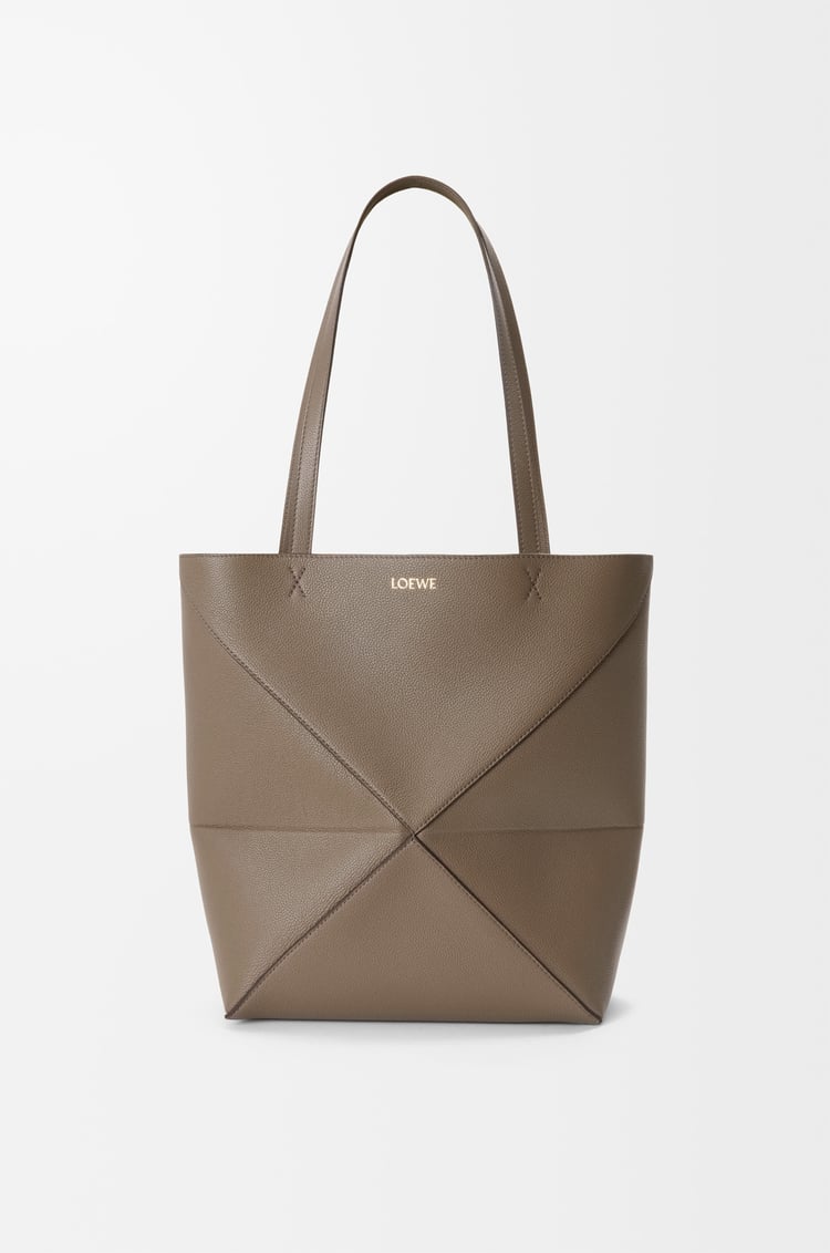 LOEWE Medium Puzzle Fold tote in soft grained calfskin Taupe