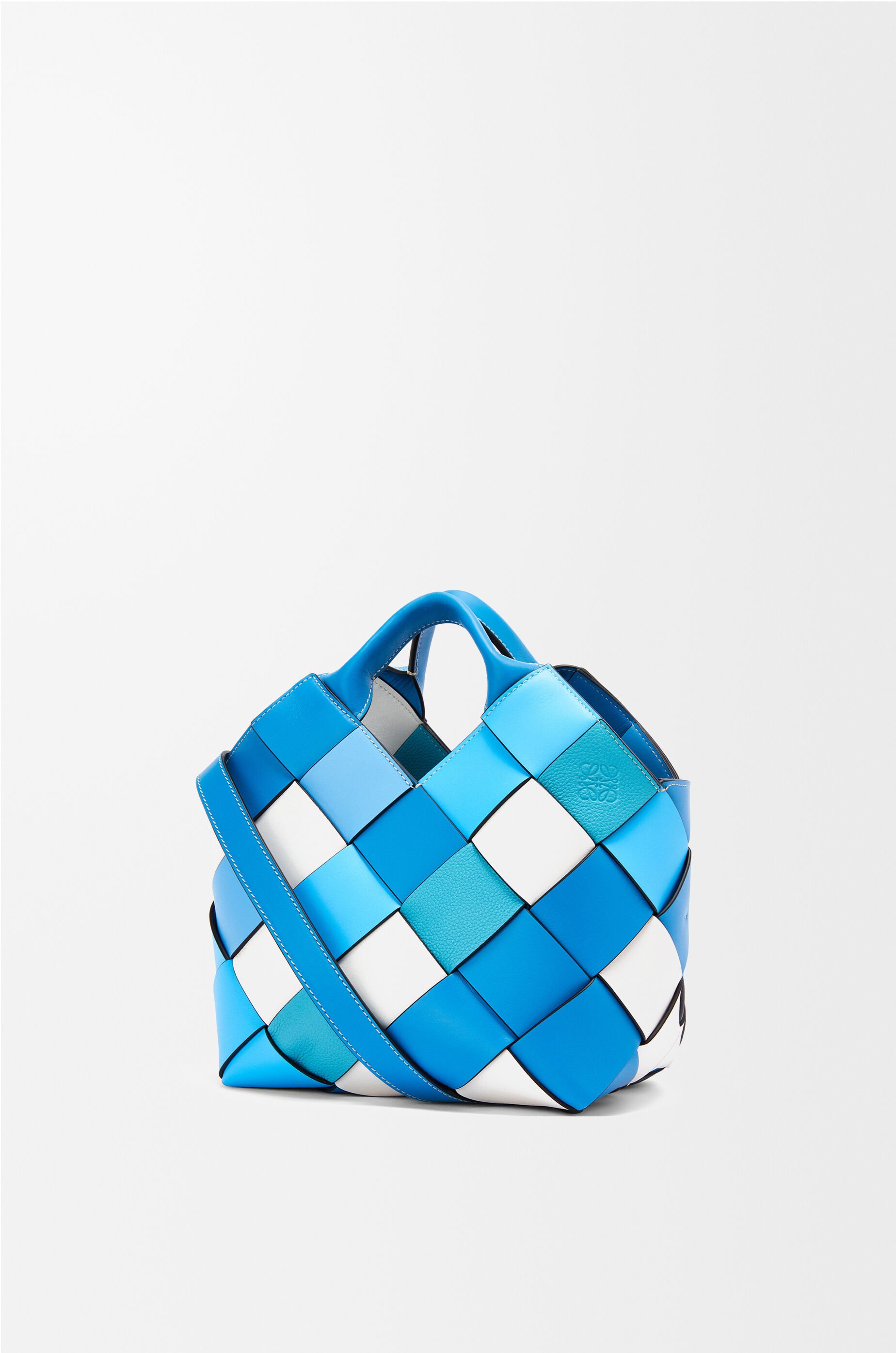 Small Surplus Leather Woven basket bag in calfskin Blue - LOEWE Small Surplus Leather Woven basket bag in calfskin Blue - LOEWE