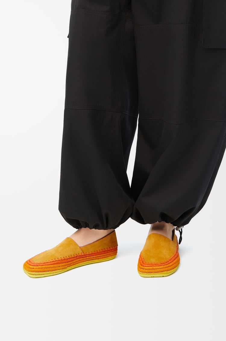 LOEWE Slipper Rio en ante y rafia Naranja