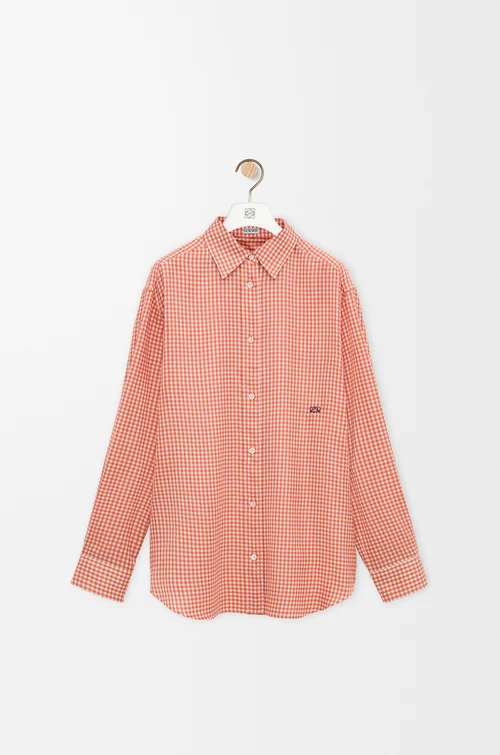 LOEWE Camisa en seda Naranja/Blanco