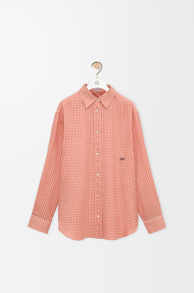 LOEWE Camisa en seda Naranja/Blanco