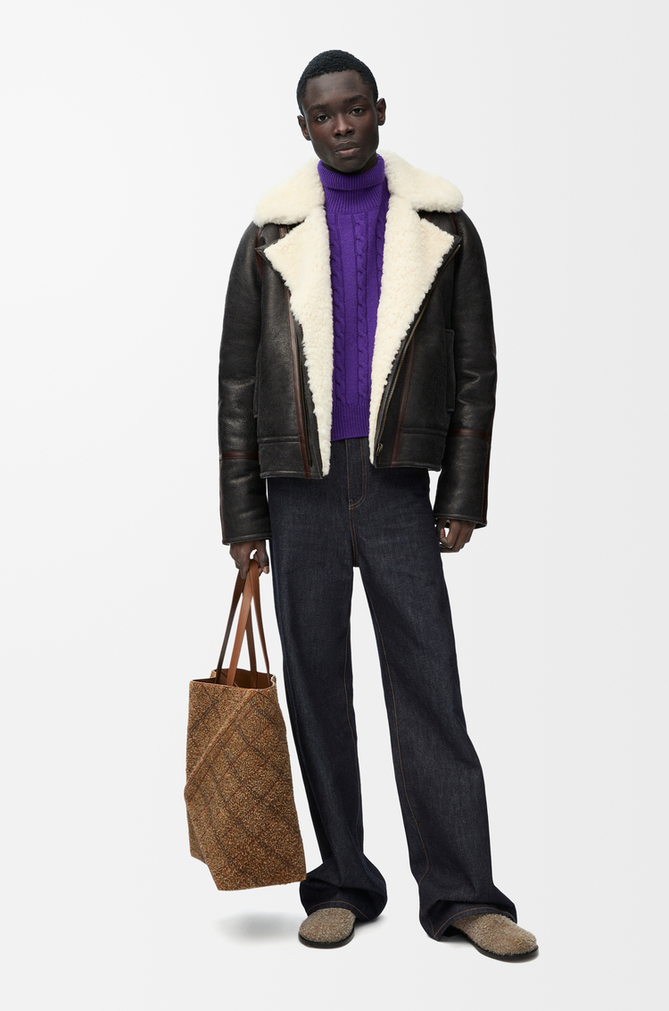 LOEWE Aviator jacket in shearling White/Black
